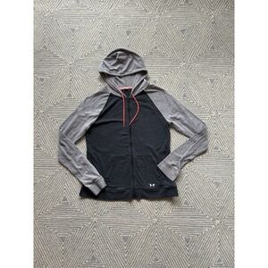 Women's Under Armour Full Zip Lightweight Hooded Sweatshirt - Blue/Gray - Large